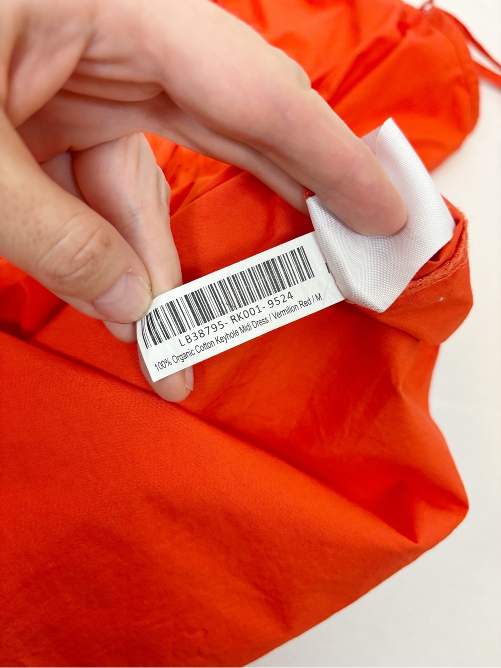 Quince 100% Organic Cotton Keyhole Midi Dress Vermilion Red Size M - Picture 11 of 14